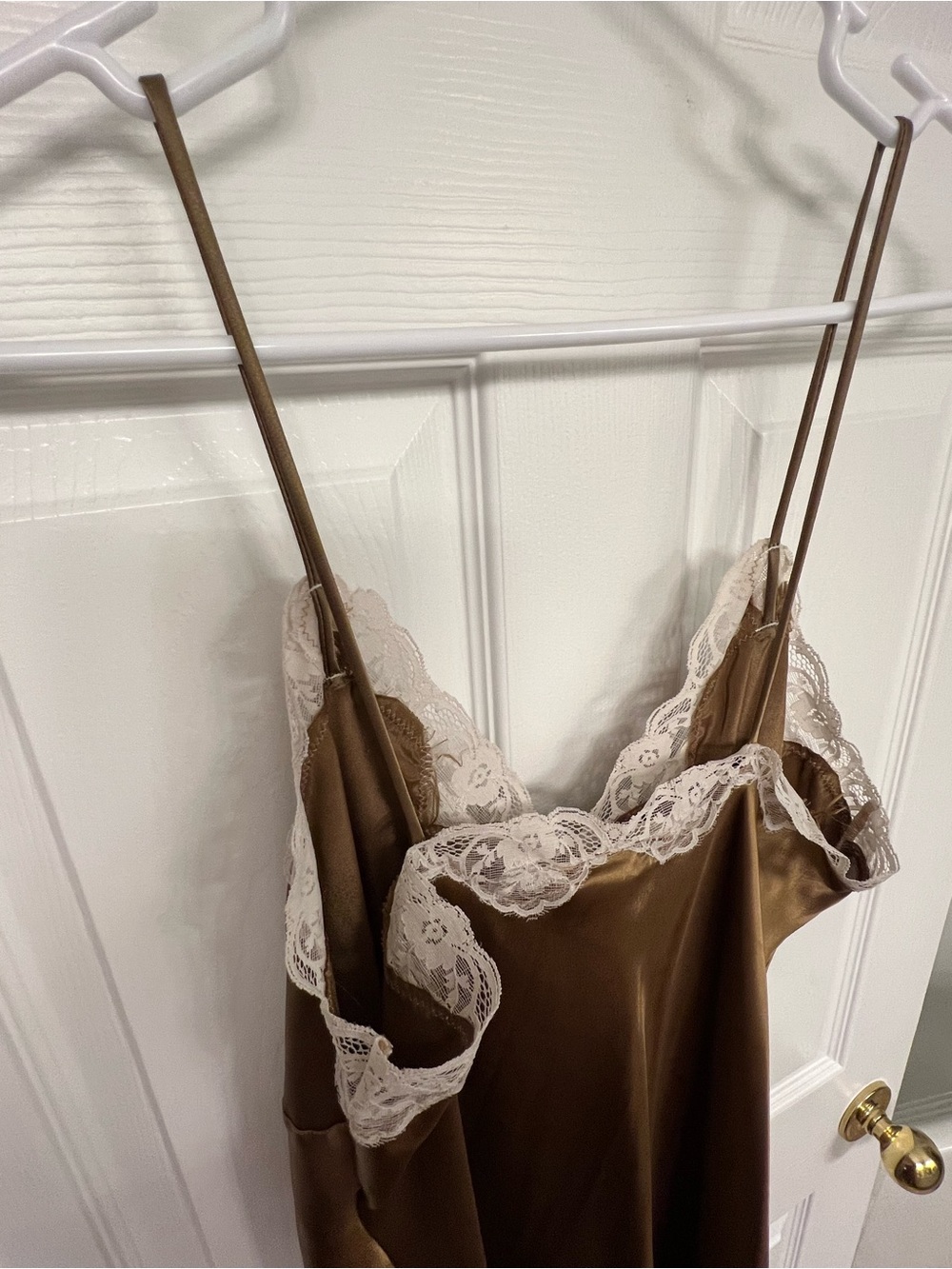 delicates Satin Slip Dress with Cream Lace Trim - Picture 4 of 5